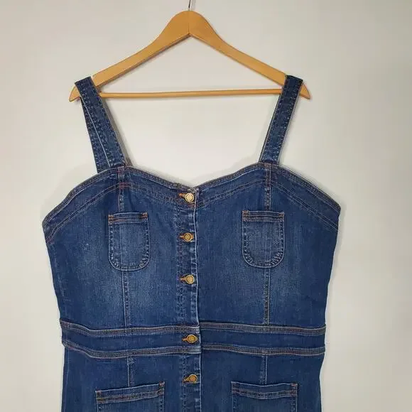 Ramy Brook Monica Button Front Midi Dress Medium Wash Denim Blue USA Size 38 New - Picture 3 of 11